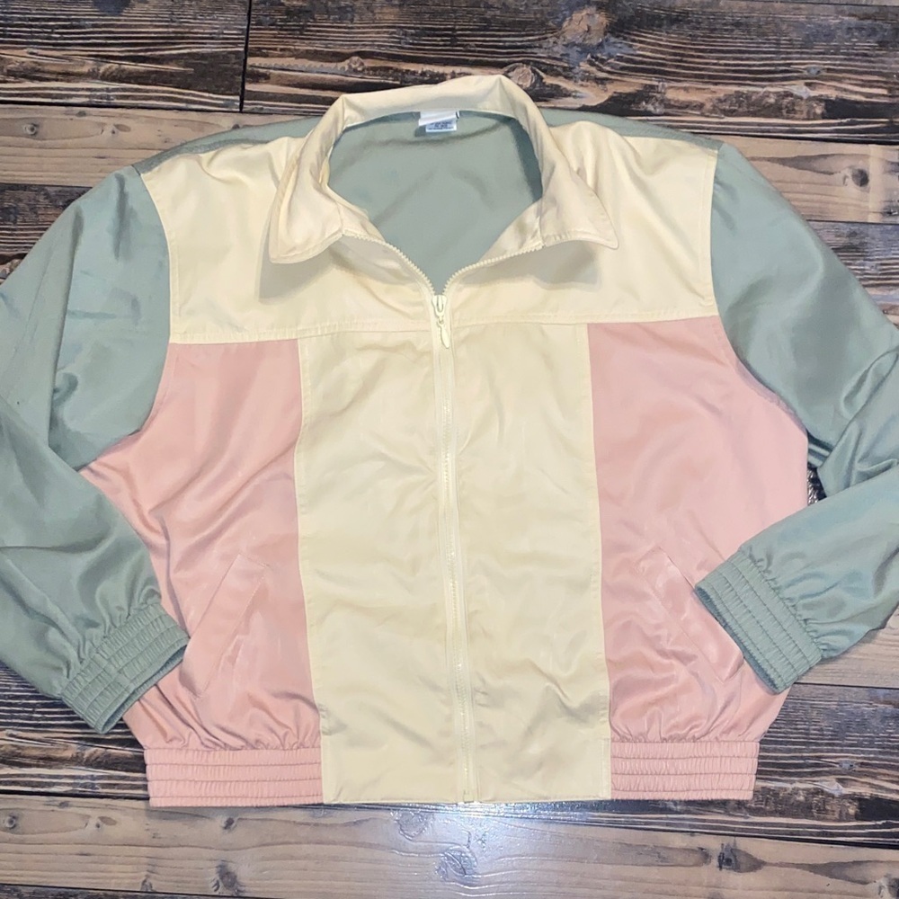 Vintage Alfred Dunner color block Pastel Bomber Jacket